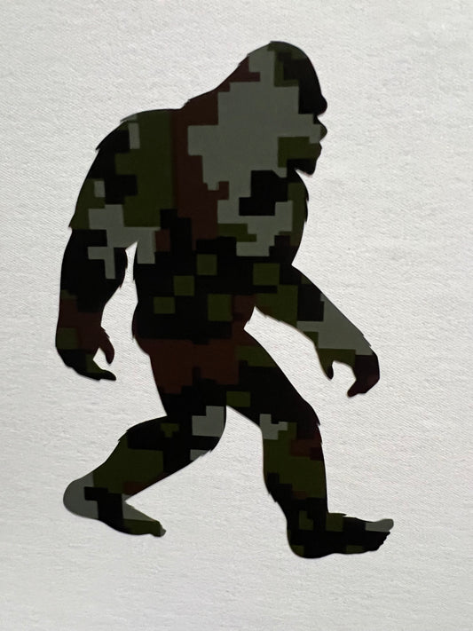 Bigfoot 3.5 inch tall Camouflage print sticker!