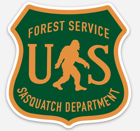 Sasquatch Forest Service Sticker Gold and Green