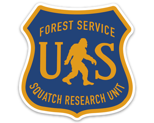 Sasquatch Forest Service Sticker Gold and Blue