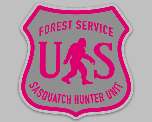 Sasquatch Forest Service Sticker Pink and Grey!